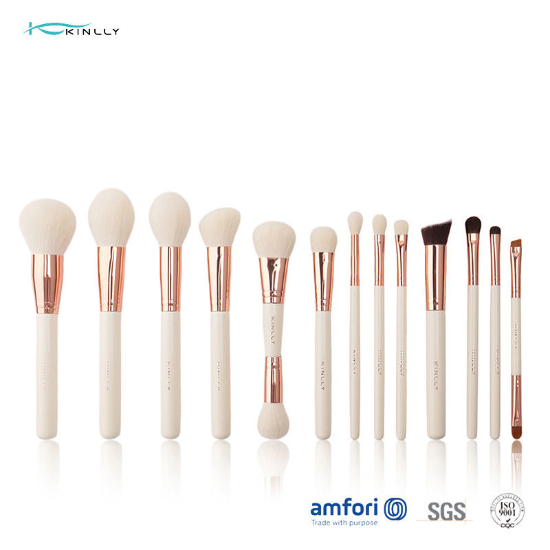 13szt Błyszczące aluminiowe okucia Pędzel do makijażu z naturalnych włosów